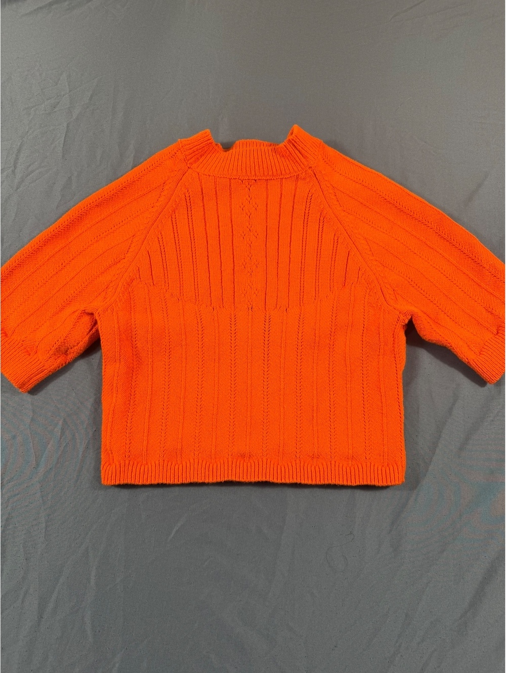 Free People Orange Knit Cropped Pullover Sweater